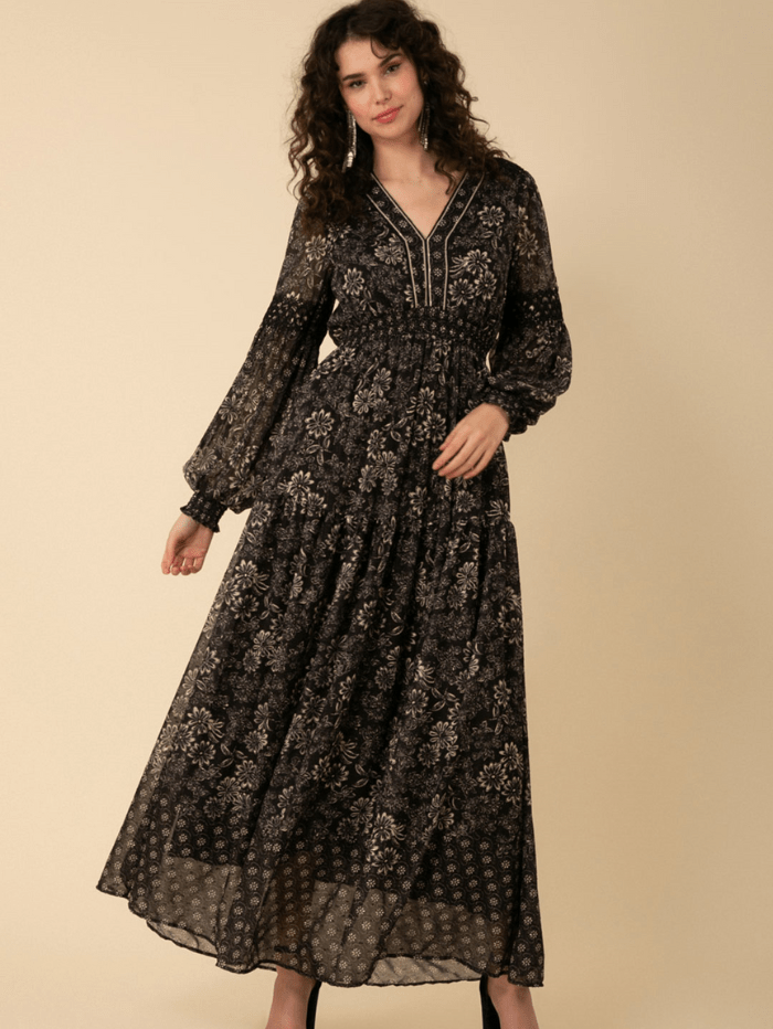 Hale Bob Albane Black Maxi Dress 38NY6040 – Izzi of Baslow