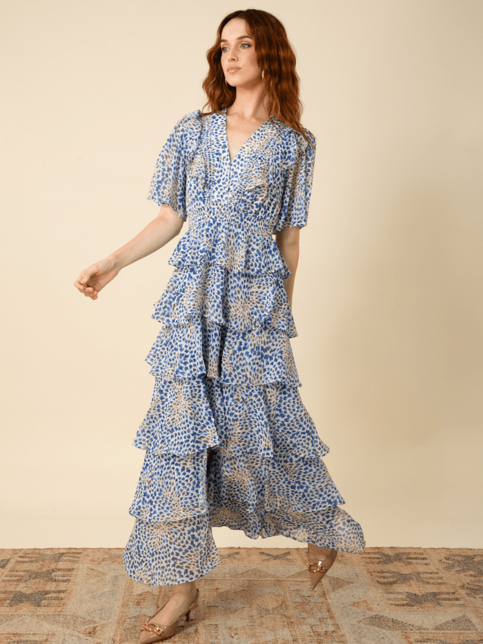 Hale Bob AINSLEY Blue Tiered Maxi Dress 46UB650A Izzi of Baslow Hale Bob AINSLEY Blue Tiered Maxi Dress 46UB650A Izzi of Baslow