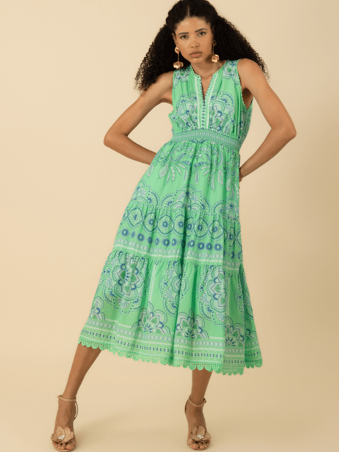 Hale Bob Women's LIV Green Sleeveless Midi Dress 52DP612A Izzi of Baslow Hale Bob Women's LIV Green Sleeveless Midi Dress 52DP612A Izzi of Baslow