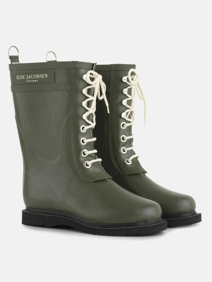 Ilse-Jacobsen-Medium-Length-Rubber-Lace-Up-Wellington-Boots-Army-RUB 15 41 izzi-of-baslow