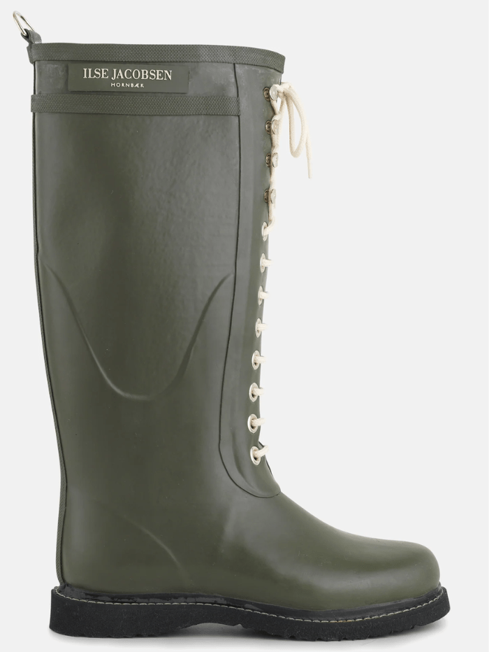 Ilse Jacobsen Shoes lse Jacobsen Long Length Rubber Lace Up Wellington Boots Army RUB1 410 izzi-of-baslow