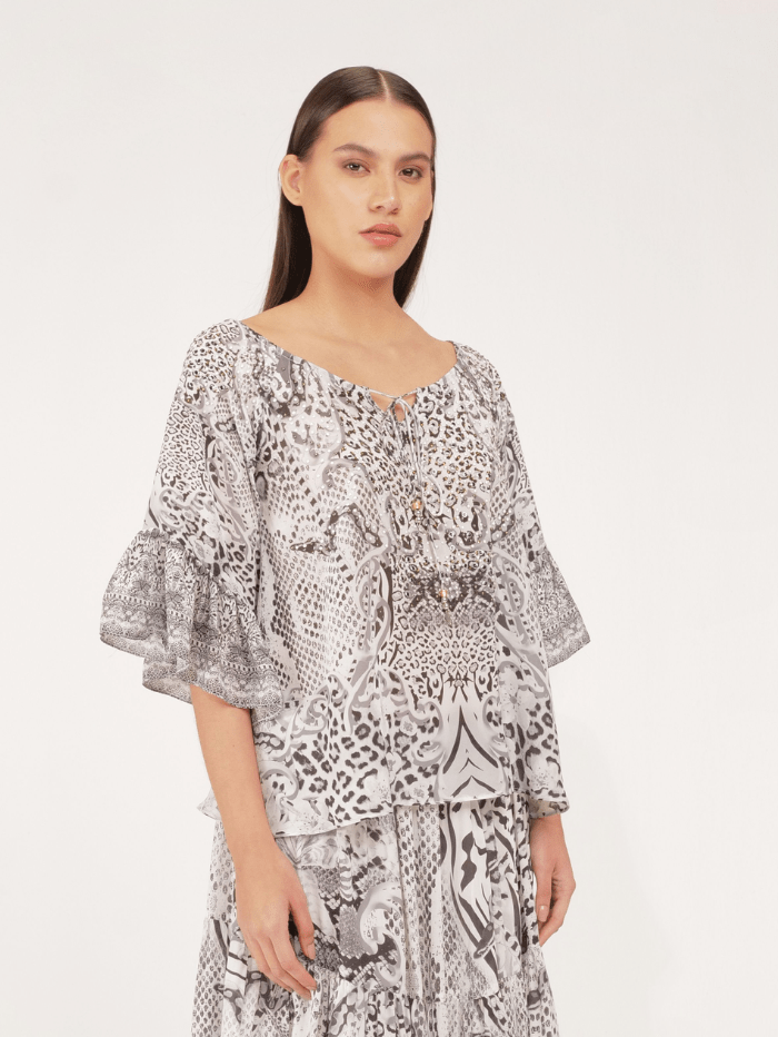 Inoa Tops Inoa Matera Kentia Print Top With Crystals izzi-of-baslow