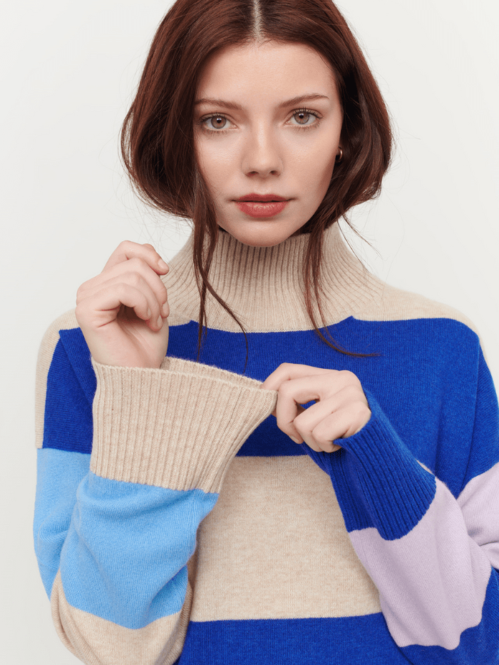 &Isla-Sadie-Colourblock-Oatmeal/Multi-Stripe-Funnel-Cashmere-Jumper IF3C-041 izzi-of-baslow