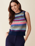 & Isla Knitwear XS & Isla Willow Fairisle Vest In Navy Multi IF4C-190 izzi-of-baslow