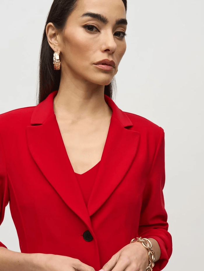 Joseph Ribkoff Coats and Jackets Joseph Ribkoff Fitted Blazer In Lipstick Red 244095 Col 3229 izzi-of-baslow