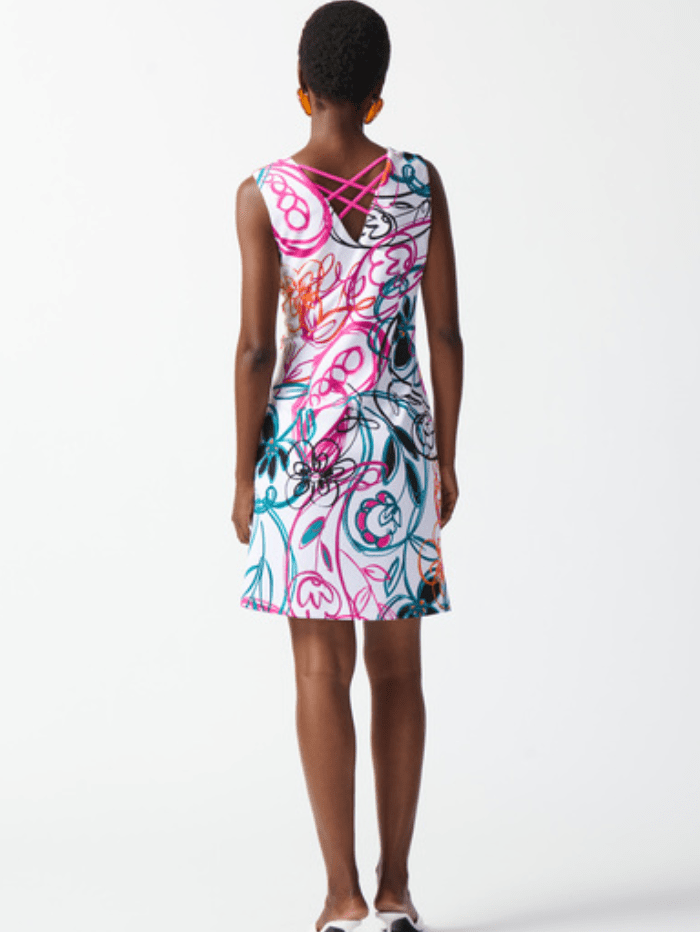 Joseph-Ribkoff-Colourful-Scribble-Print-Sheath-Dress 242191 Col 2539 izzi-of-baslow