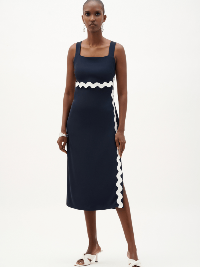 straight dresses for women Joseph Ribkoff Women's Woven Twill Straight Dress With Contrast Trim 2 –  Izzi of Baslow