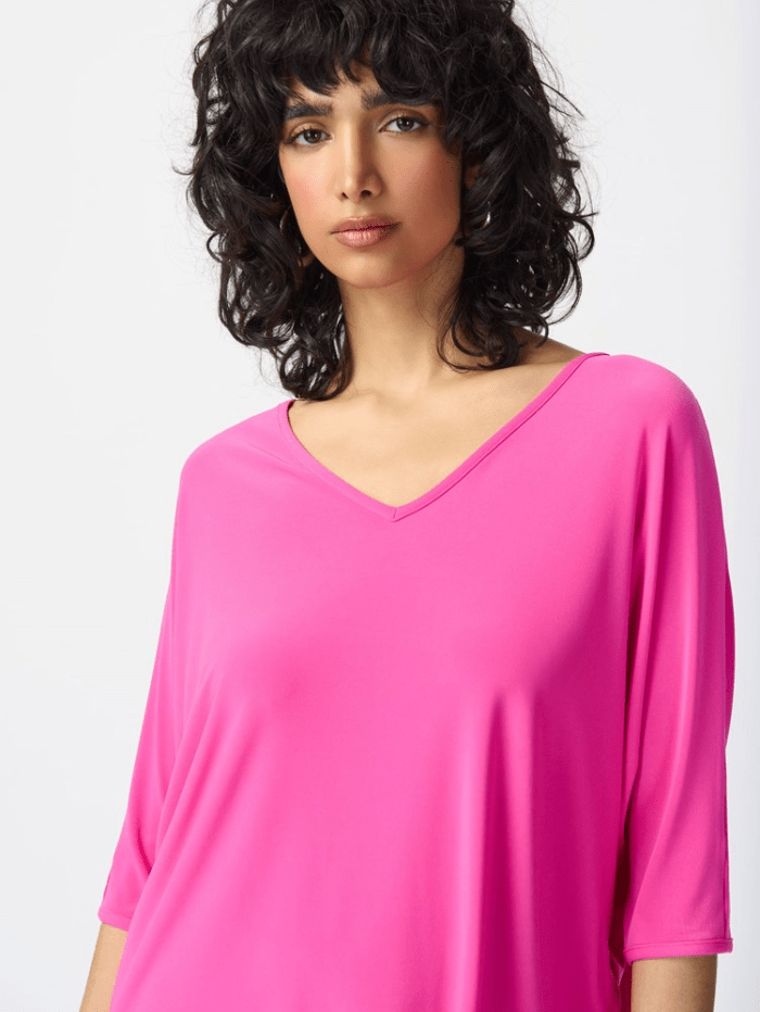 Joseph Ribkoff Tops Joseph Ribkoff Silky Knit Reversible Boxy Top In Pink 241044 Col 4202 izzi-of-baslow