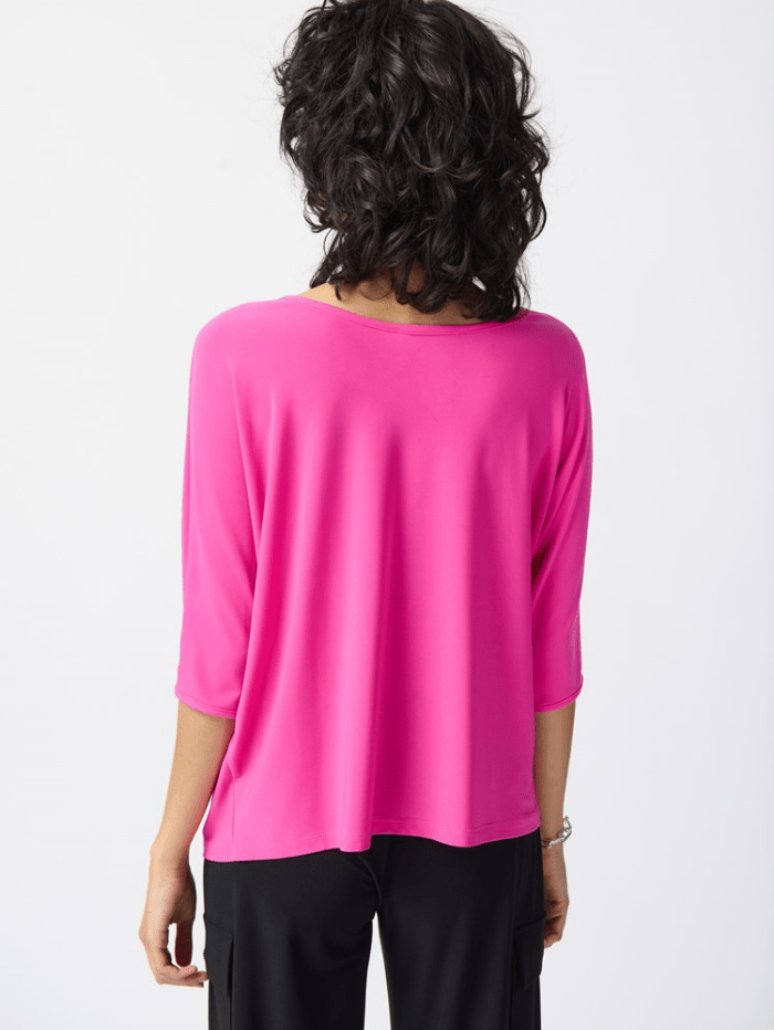 Joseph-Ribkoff-Silky-Knit-Reversible-Boxy-Top-In-Pink 241044 Col 4202 izzi-of-baslow