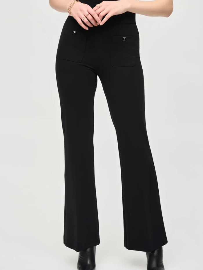Joseph Ribkoff Women's Heavy Knit Flared Pull On Trousers In Black 243 Izzi of Baslow Joseph Ribkoff Women's Heavy Knit Flared Pull On Trousers In Black 243 Izzi of Baslow