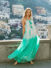 Lindsey Brown Resortwear Beachwear Lindsey Brown SANTORINI Maxi Beach Dress In Aqua And White izzi-of-baslow