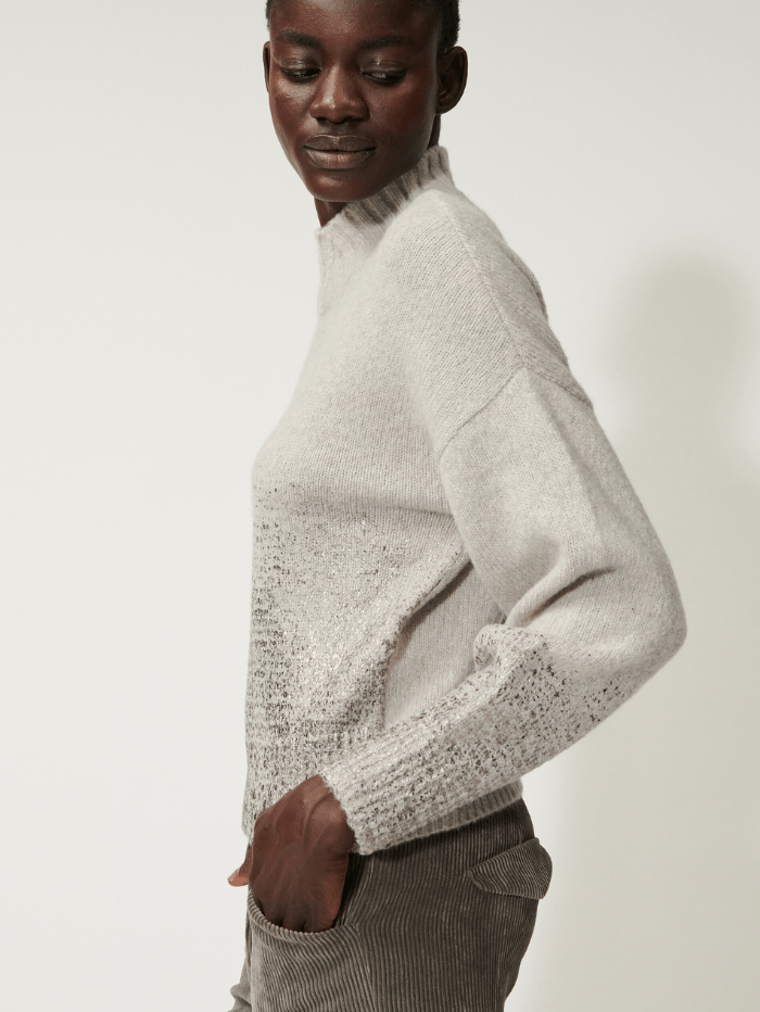 Luisa Cerano Knitwear Luisa Cerano Stone Metallic Print Pullover 188312 5292 Col 0122 izzi-of-baslow