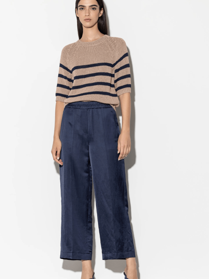 Luisa Cerano Knitwear Luisa Cerano Wide Leg Linen Blend Trousers In Navy 698524 3596 Col 0292 izzi-of-baslow