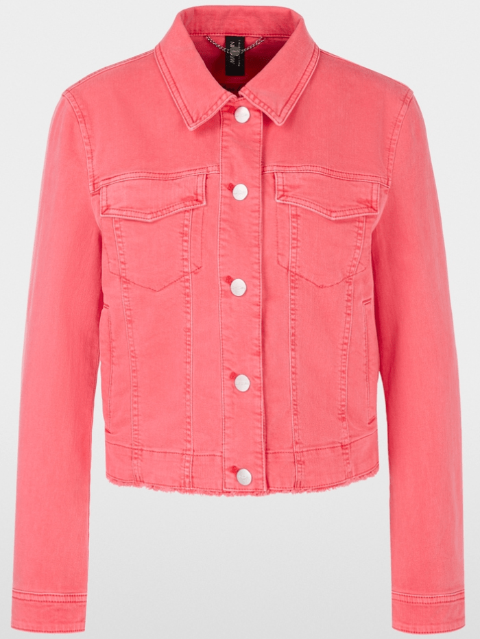 Marc Cain Additions Coats and Jackets 1 Marc Cain Additions Rethink Together Denim Jacket In Coral YA 31.02 D64 COL 222 izzi-of-baslow