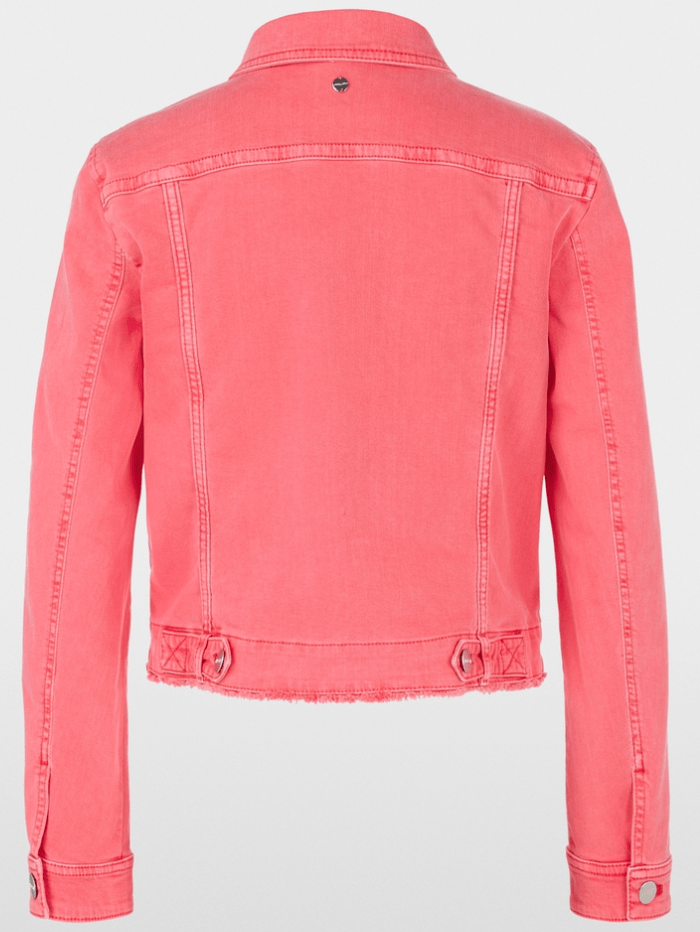 Marc Cain Additions Coats and Jackets Marc Cain Additions Rethink Together Denim Jacket In Coral YA 31.02 D64 COL 222 izzi-of-baslow
