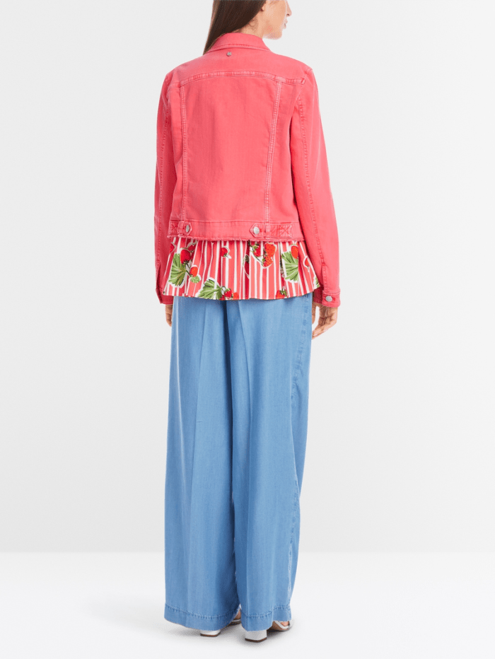 Marc Cain Additions Coats and Jackets Marc Cain Additions Rethink Together Denim Jacket In Coral YA 31.02 D64 COL 222 izzi-of-baslow