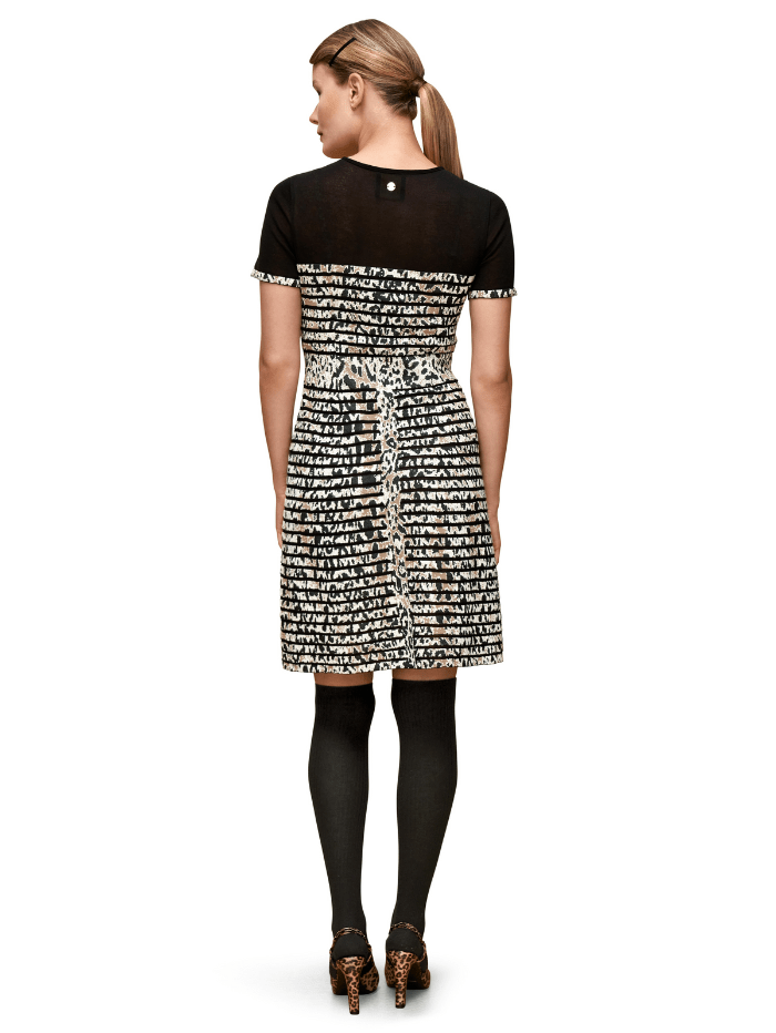 Marc-Cain-Black-And-Animal-Print-Mini-Shift-Dress 5J 21.02M05 izzi-of-baslow
