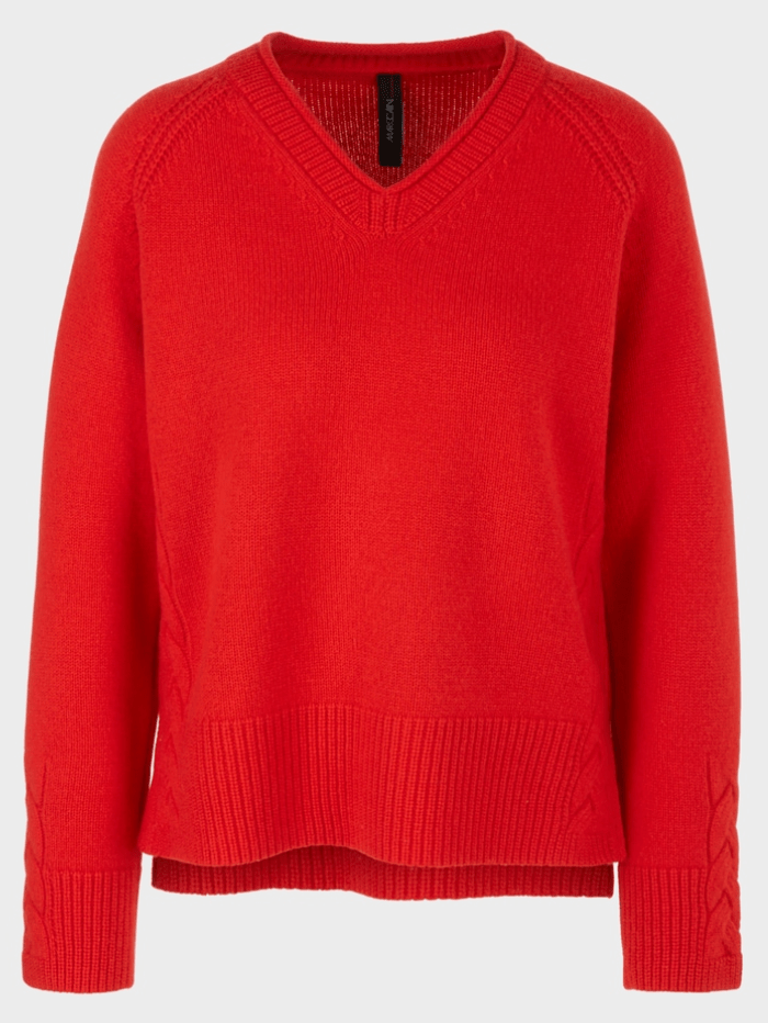Marc Cain Collections Cashmere Rethink Together Jumper In Red VC 41.51 M51 COL 270 izzi-of-baslow