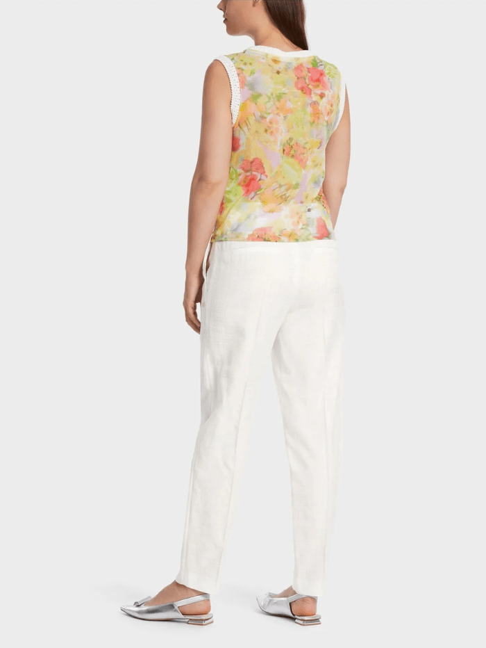Marc-Cain-Collections-Sleeveless-Floral-Print-Top-In-Pale-Lemon WC 61.09 M34 COL 420 izzi-of-baslow