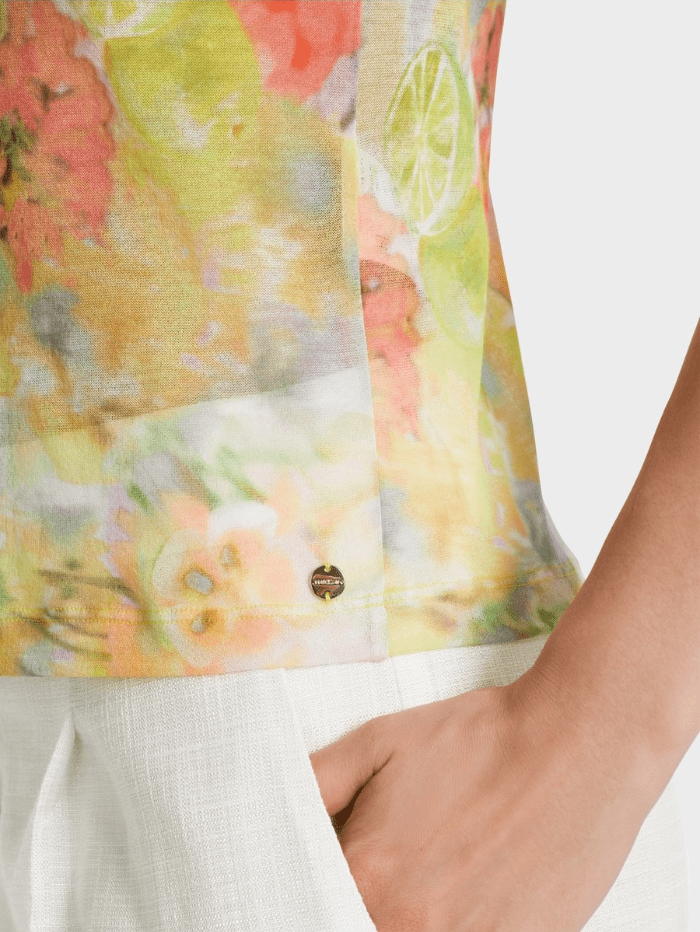Marc-Cain-Collections-Sleeveless-Floral-Print-Top-In-Pale-Lemon WC 61.09 M34 COL 420 izzi-of-baslow