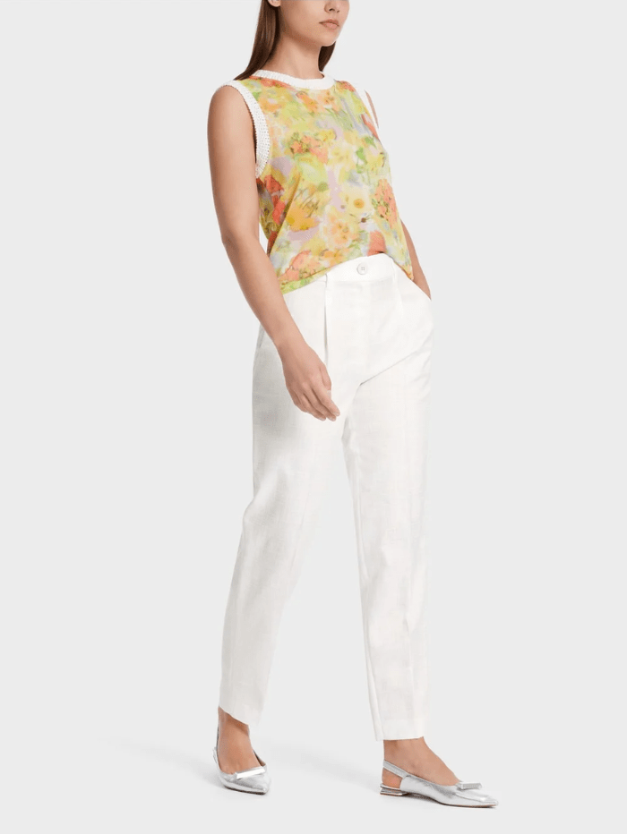 Marc-Cain-Collections-Sleeveless-Floral-Print-Top-In-Pale-Lemon WC 61.09 M34 COL 420 izzi-of-baslow