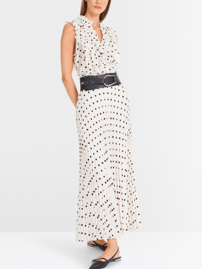 Marc Cain Collections Skirts Marc Cain Collections Maxi Pleated Skirt With Polka Dot Print YC 71.15 W28 COL 110 izzi-of-baslow