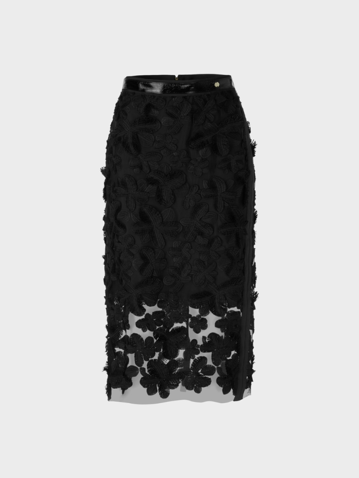Marc-Cain-Collections-Tulle-Lace-Black-Midi-Skirt-VC 71.06 W52 COL 900 izzi-of-baslow