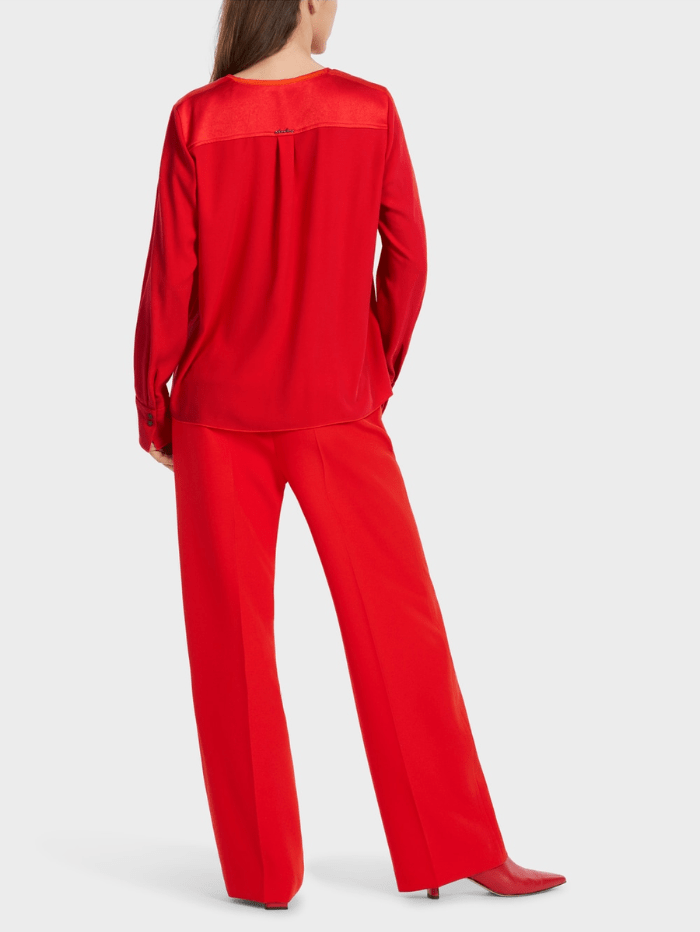 Marc-Cain-Collections-Red-Blouse-With-V-Neck-VC 51.45 W01 COL 270 izzi-of-baslow