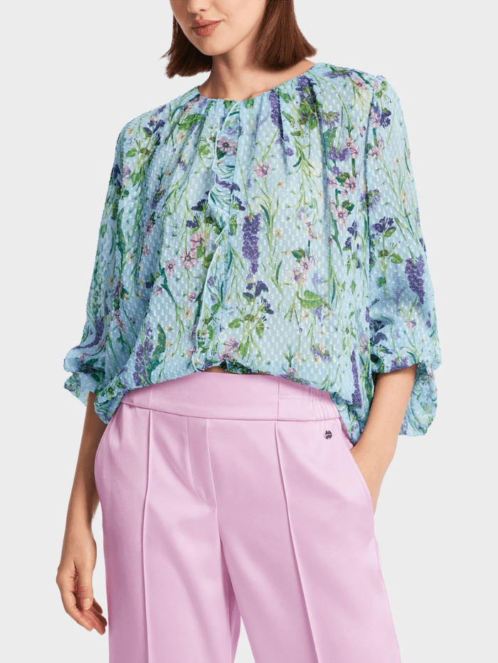 Marc Cain S Collections Blouse with Lace Inserts Soft Pink PC 55.07 W39 213 main image 1