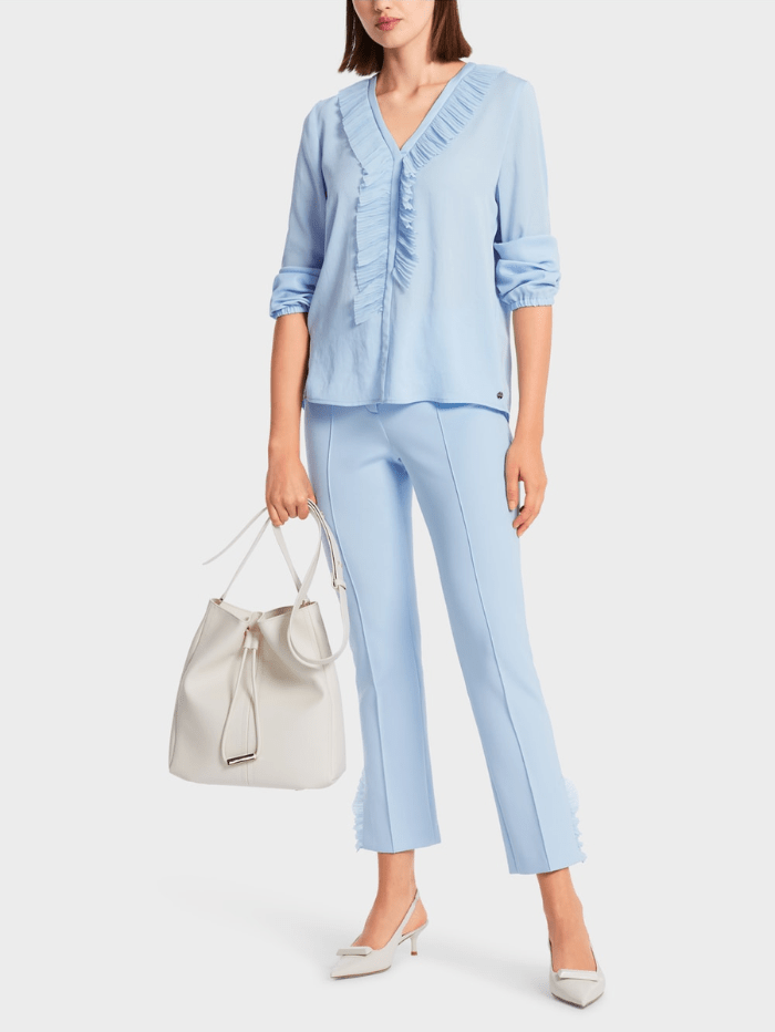 Marc-Cain-Collections-Light-Blue-Blouse With Ruffles WC 51.23 W39 COL 320 izzi-of-baslow