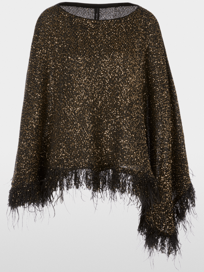 Marc Cain Glam Black Poncho With Sequins XG 15.04 M71 COL Marc Cain Glam Black Poncho With Sequins XG 15.04 M71 COL