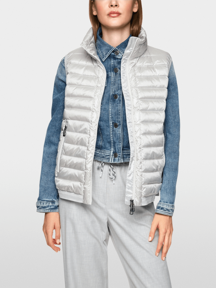 Marc Cain Sports Coats and Jackets Marc Cain Sports Rethink Together Quilted Gilet In Silver ZS 37.01 W11 Col 803 izzi-of-baslow