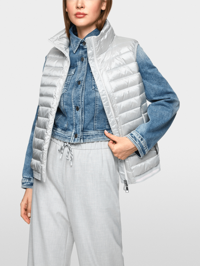 Marc Cain Sports Coats and Jackets Marc Cain Sports Rethink Together Quilted Gilet In Silver ZS 37.01 W11 Col 803 izzi-of-baslow