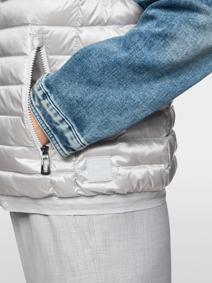 Marc Cain Sports Coats and Jackets Marc Cain Sports Rethink Together Quilted Gilet In Silver ZS 37.01 W11 Col 803 izzi-of-baslow