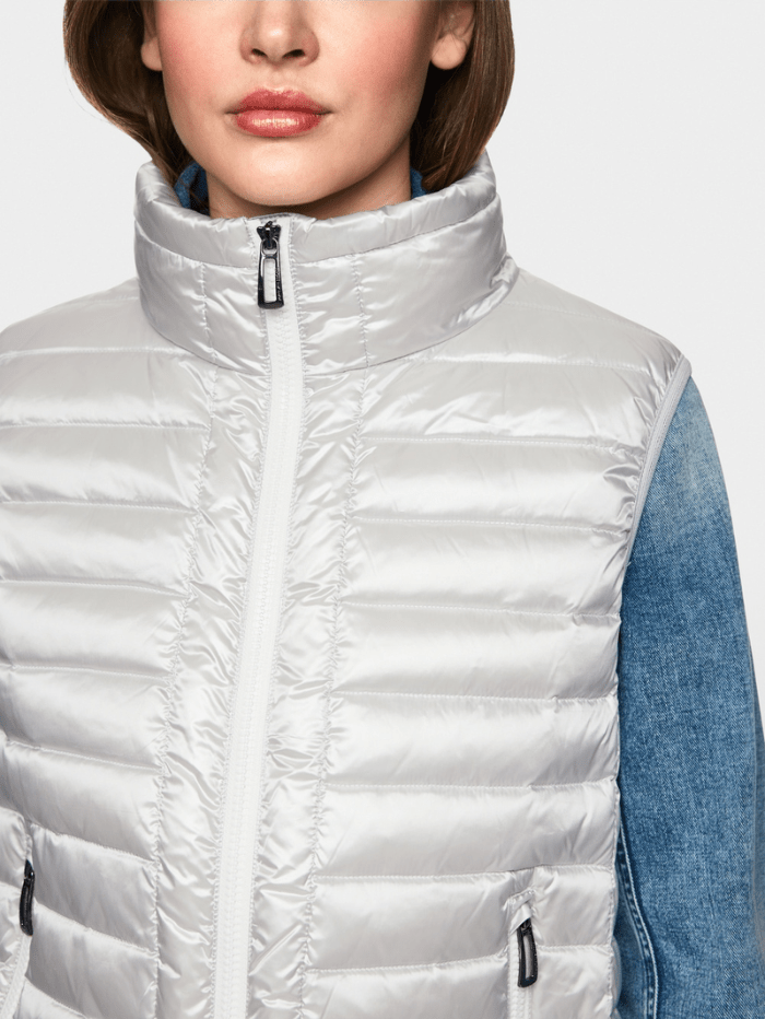 Marc Cain Sports Coats and Jackets Marc Cain Sports Rethink Together Quilted Gilet In Silver ZS 37.01 W11 Col 803 izzi-of-baslow