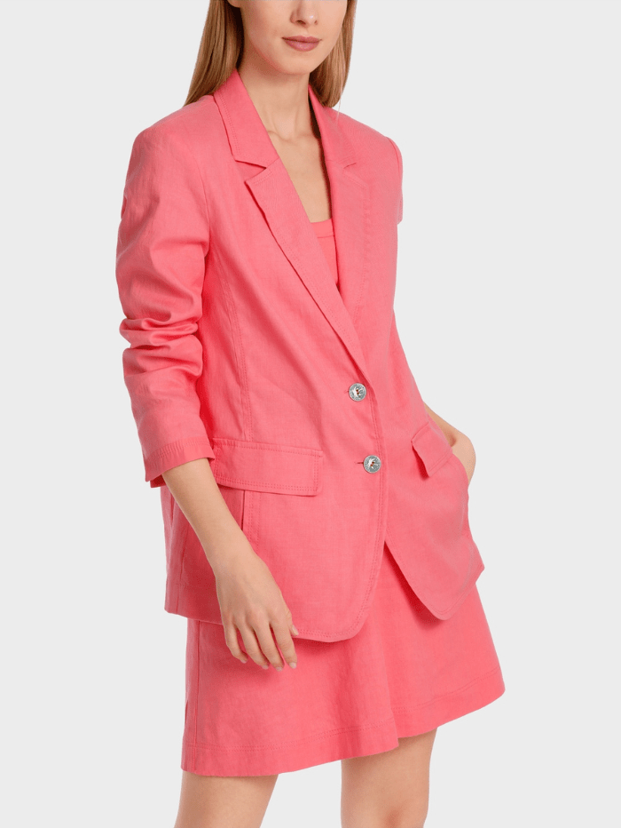 Marc-Cain-Sports-Creased-Look-Blazer-In-Light-Neon-Red-WS 34.12 W03 COL 238 izzi-of-baslow