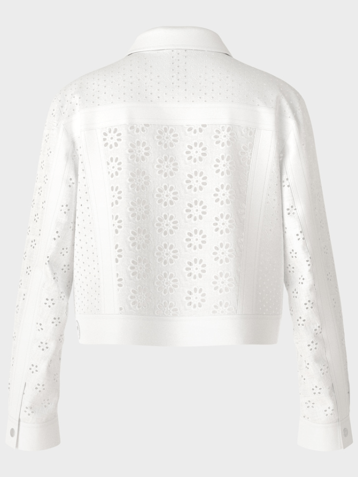 Marc Cain Sports Denim Marc Cain Sports White Denim Jacket With Eyelet Embroidery WS 31.29 W35 COL 100 izzi-of-baslow