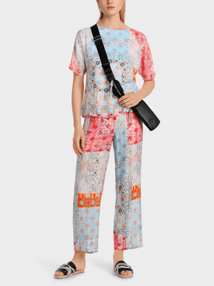 Marc Cain Sports Tops Marc Cain Sports Printed Short Sleeve Blouse WS 51.19 W07 COL 238 izzi-of-baslow