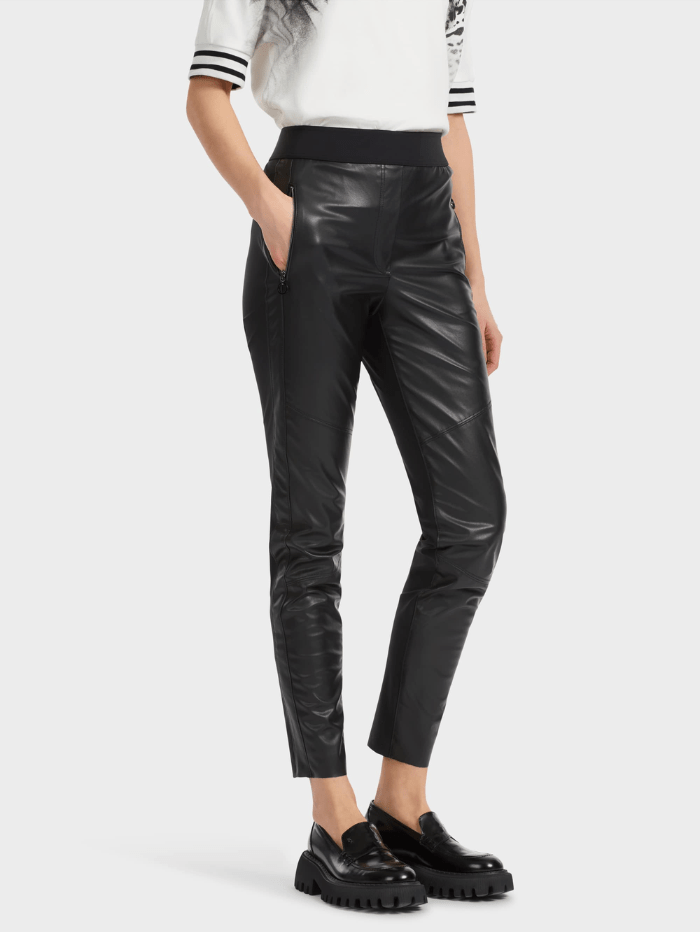 Marc Cain Sports Trousers Marc Cain Sports Black Leather Sinnar Trousers VS 81.31 J29 COL 900 izzi-of-baslow