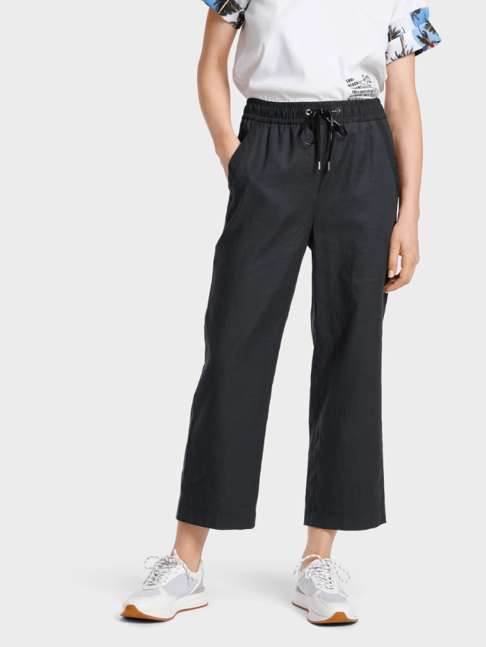 Marc Cain Sports Trousers Marc Cain Sports WUSU Linen Trousers In Midnight Blue  WS 81.47 W03 COL 395 izzi-of-baslow