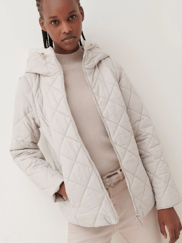 Marella Coats and Jackets Marella Maiorca Hooded Quilted Jacket In Natural 23348694392 Col 001 izzi-of-baslow