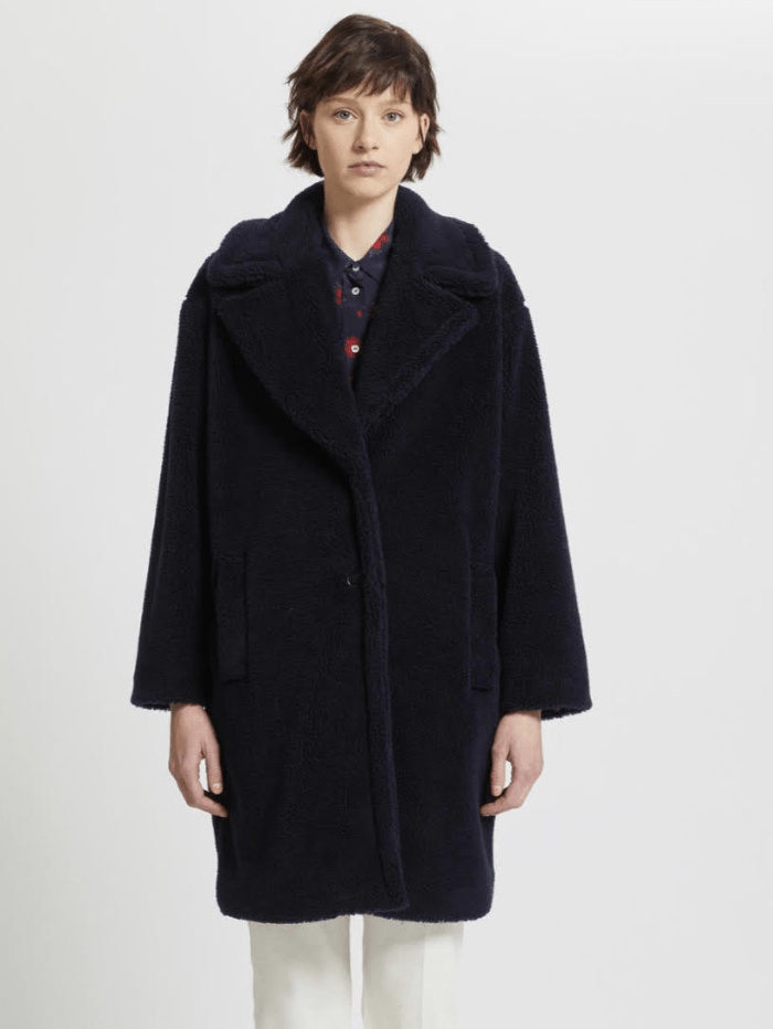Marella Sasia Navy Boucle Teddy Coat 23390601382 Col 003 Izzi of Baslow