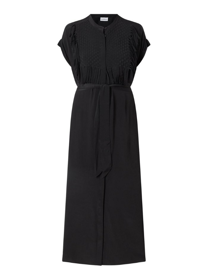 Marella Dresses Marella FORMA Midi Black Dress With Woven Tassel Design 24132211822 Col 003 izzi-of-baslow