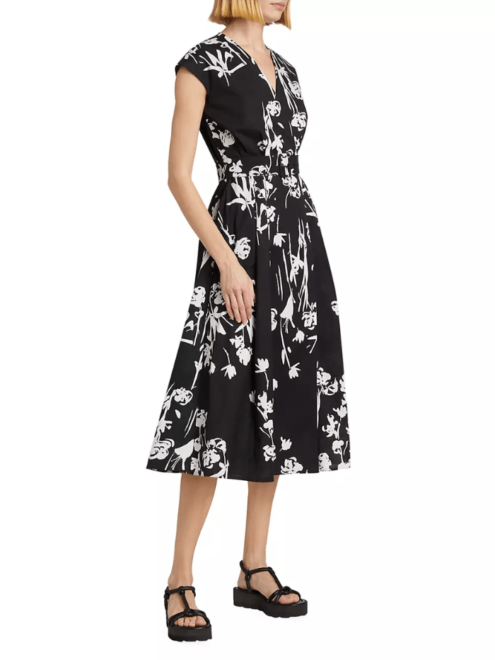 Marella Dresses Marella TAXI Black Floral Midi Wrap Dress 24132213322 Col 002 izzi-of-baslow