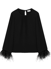 Marella-Black-Rivista-Blouse-With-Feather-Cuffs 23311609362 Col 009 izzi-of-baslow