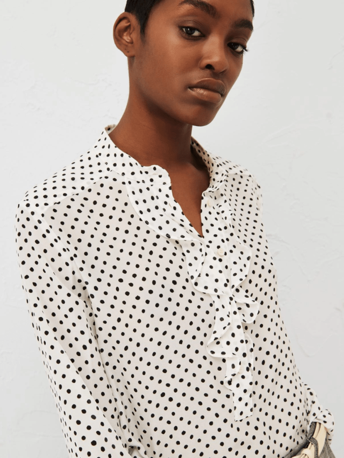 Marella Tops Marella TAGLIA Ruched Polka Dot Patterned Blouse 24131111512 Col 001 izzi-of-baslow