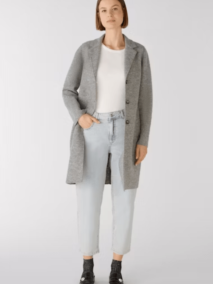 Oui Mayson Coat Boiled Wool - Pure New Wool in Grey 79918 9507 izzi-of-baslow