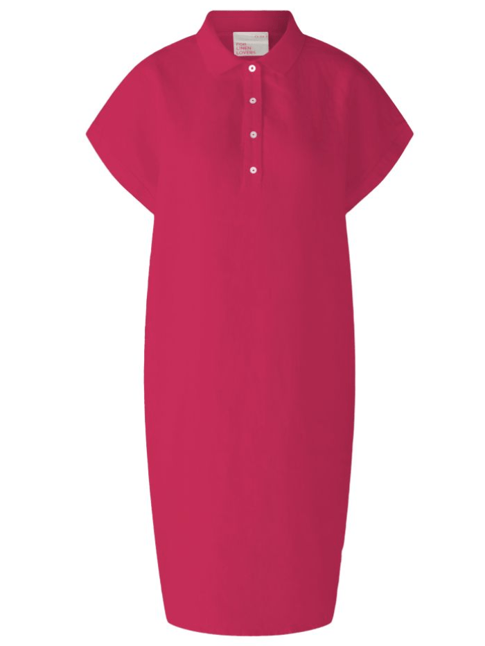 Oui Linen Dress With Jersey Patch In Pink 78897 Col 3438  Izzi of Baslow
