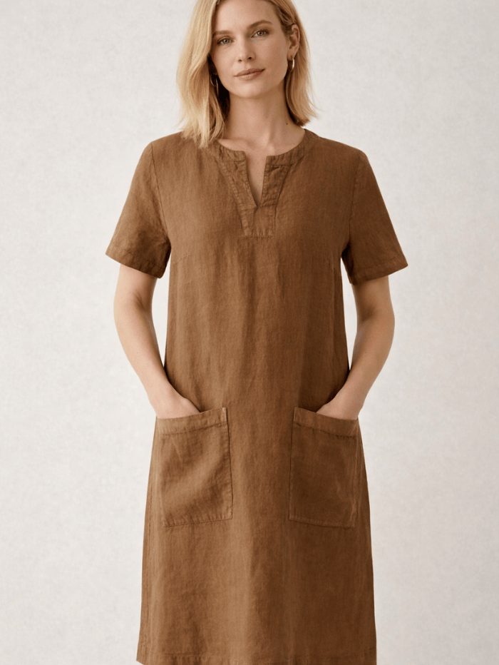 oui linen dress Oui Linen Sleeveless Aline Midi Dress, Pink
