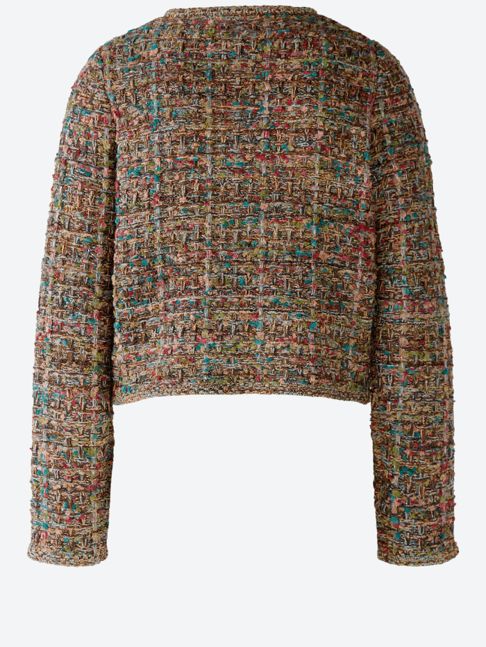 Oui-French-Style-Knitted-Cardigan-Jacket-In-A-Green-Red-Mix 79402 Col 643-of-baslow